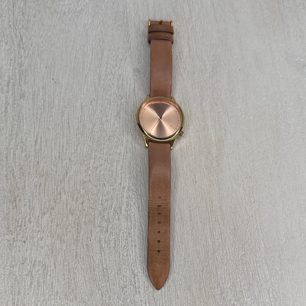 Komono Brown Leather Watch With Gold Case Komono Brown Leather Watch With Gold Case